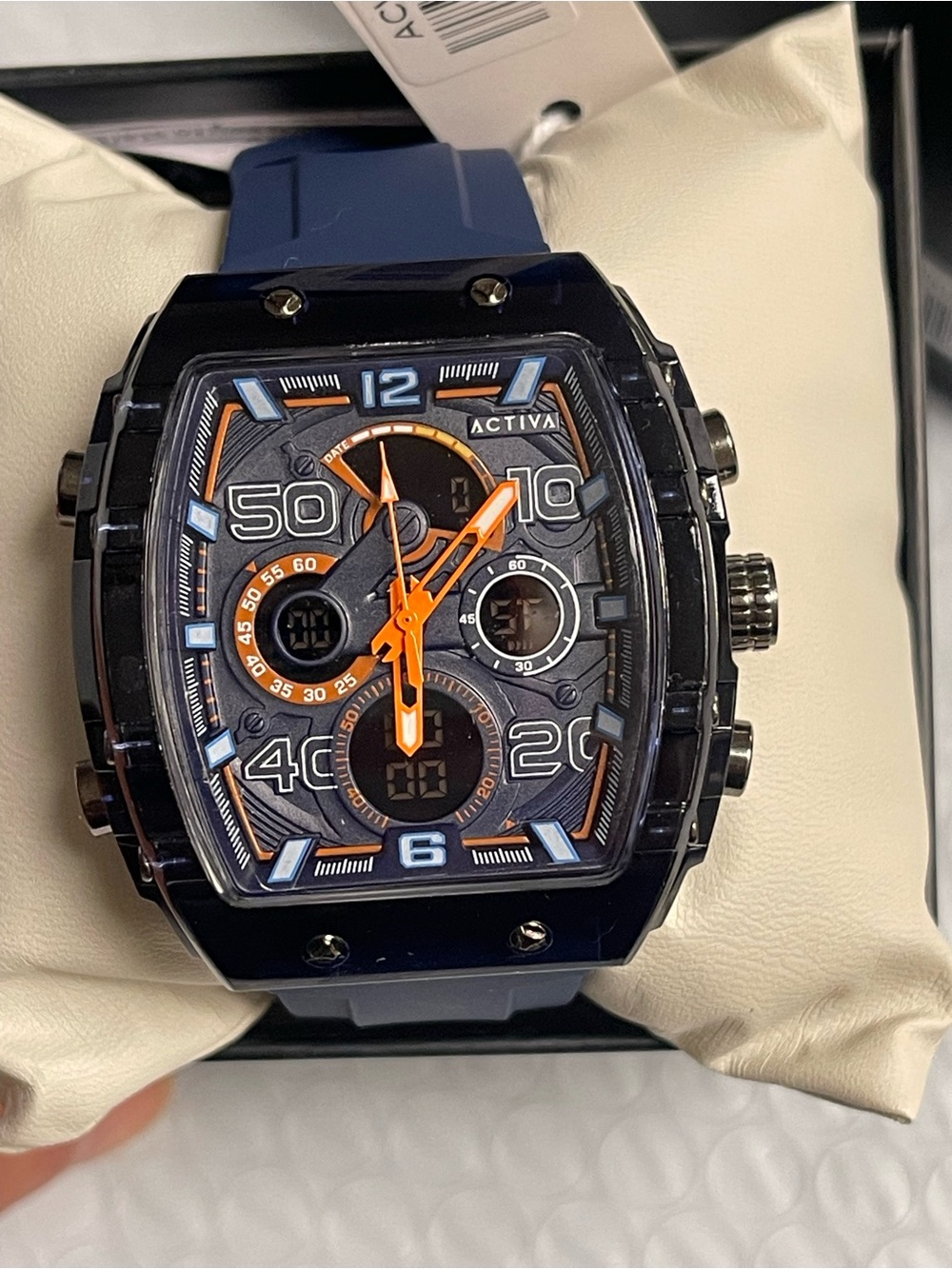 Activa X Invicta Digital Essentials Men's Watch - 45mm. Dark Blue & Orange NEW - Picture 10 of 12